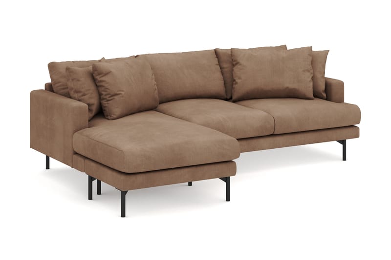 Menard 4-personers Venstrevendt Dyb L-formet Divansofa i Manchester - Brun - Møbler - Sofaer - Sofa med chaiselong