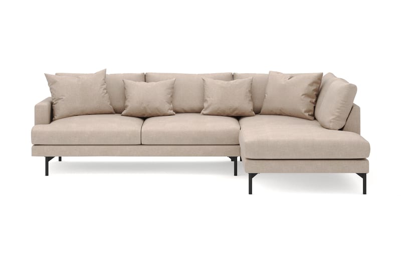 Menard 4-personers Højrevendt Dyb L-formet Chaiselongsofa i Stof - Beige - Møbler - Sofaer - Sofa med chaiselong