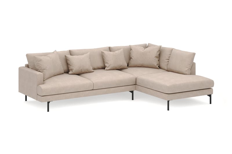 Menard 4-personers Højrevendt Dyb L-formet Chaiselongsofa i Stof - Beige - Møbler - Sofaer - Sofa med chaiselong