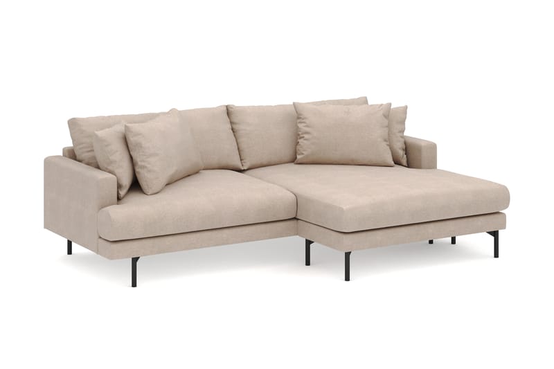 Menard 4-personers Højrevendt L-formet Divansofa i Stof - Beige - Møbler - Sofaer - Sofa med chaiselong