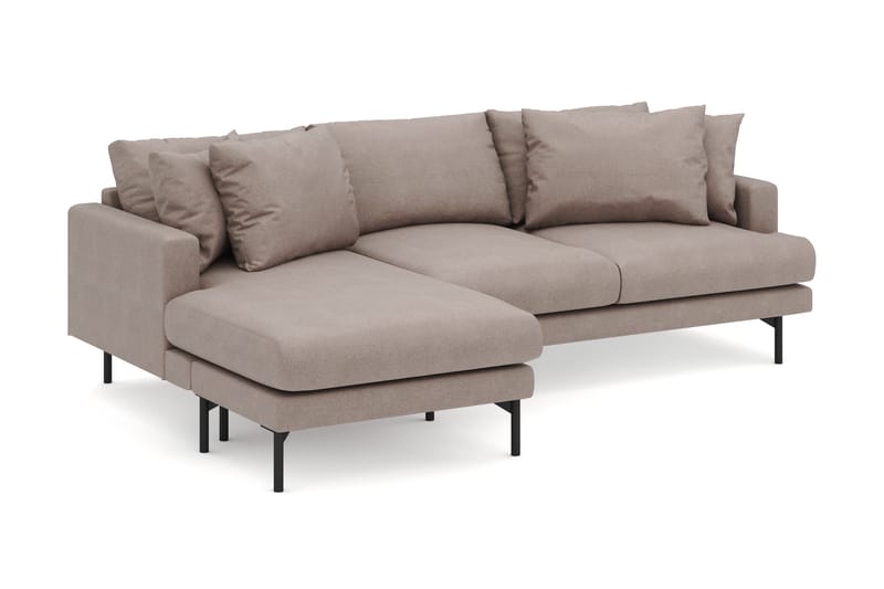 Menard 4-personers Venstrevendt Dyb L-formet Divansofa i Stof - Brun - Møbler - Sofaer - Sofa med chaiselong
