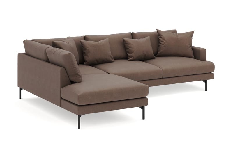 Menard 4-personers Venstrevendt Dyb L-formet Chaiselongsofa i Stof - Brun - Møbler - Sofaer - Sofa med chaiselong