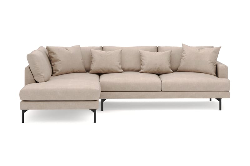 Menard 4-personers Venstrevendt Dyb L-formet Chaiselongsofa i Stof - Beige - Møbler - Sofaer - Sofa med chaiselong
