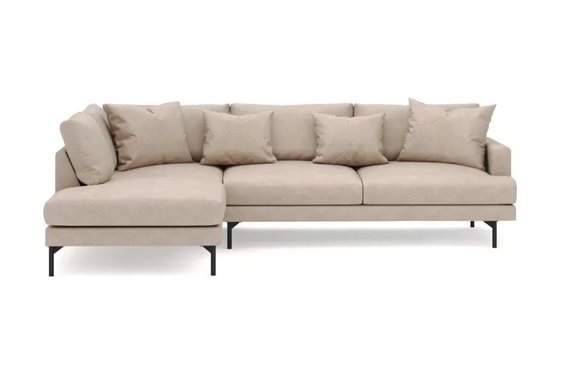 Menard 4-personers Venstrevendt Dyb L-formet Chaiselongsofa i Stof - Beige - Møbler - Sofaer - Sofa med chaiselong