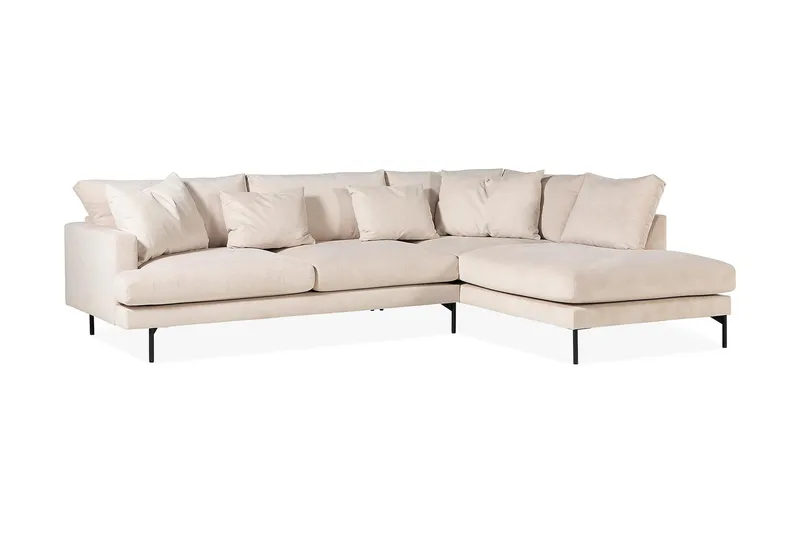 Menard 4-personers Højrevendt Dyb L-formet Chaiselongsofa i Manchester - Beige - Møbler - Sofaer - Sofa med chaiselong
