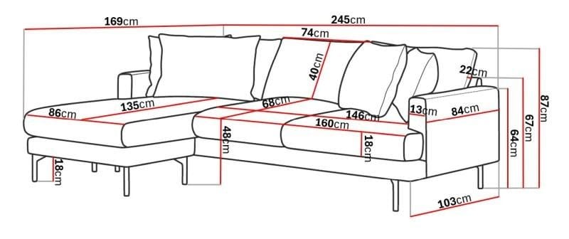 Menard 4-personers Venstrevendt Dyb L-formet Divansofa i Stof - Beige - Møbler - Sofaer - Sofa med chaiselong