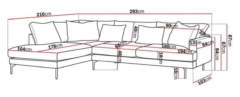 Menard 4-personers Venstrevendt Dyb L-formet Chaiselongsofa i Stof - Brun - Møbler - Sofaer - Sofa med chaiselong