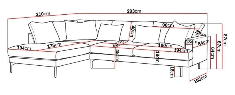 Menard 4-personers Venstrevendt Dyb L-formet Chaiselongsofa i Stof - Beige - Møbler - Sofaer - Sofa med chaiselong