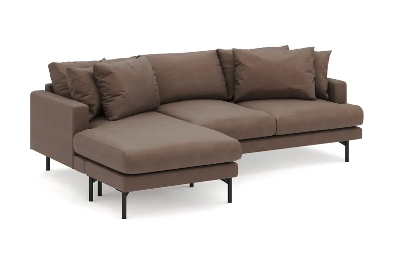 Menard 4-personers Venstrevendt Dyb L-formet Divansofa i Stof - Brun - Møbler - Sofaer - Sofa med chaiselong