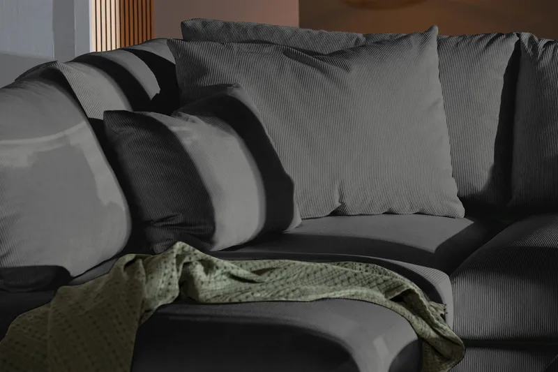 Menard 4-personers Venstrevendt Dyb L-formet Chaiselongsofa i Manchester - Grå - Møbler - Sofaer - Sofa med chaiselong