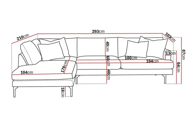 Menard 4-personers Venstrevendt Dyb L-formet Chaiselongsofa i Fløjl - Beige - Møbler - Sofaer - Sofa med chaiselong