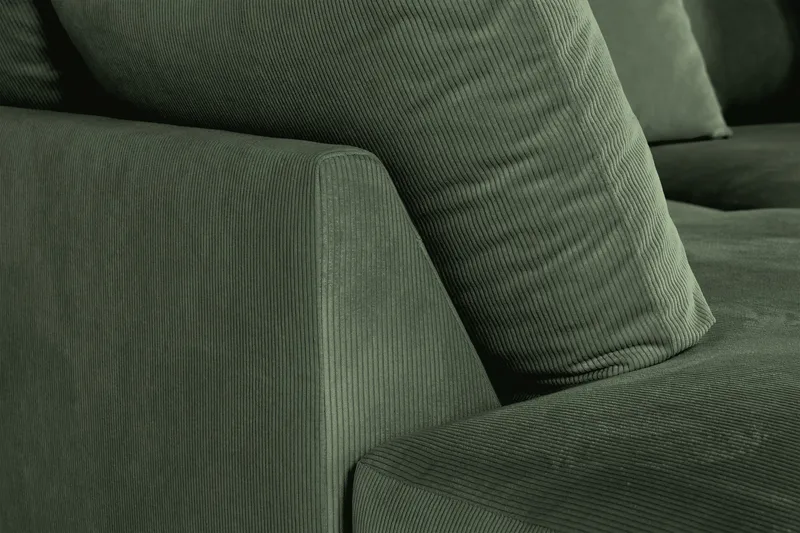 Menard 4-personers Venstrevendt Dyb L-formet Chaiselongsofa i Manchester - Grøn - Møbler - Sofaer - Sofa med chaiselong