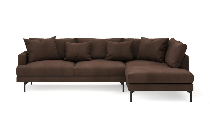 Menard 4-personers Højrevendt Dyb L-formet Chaiselongsofa i Manchester - Brun - Møbler - Sofaer - Sofa med chaiselong