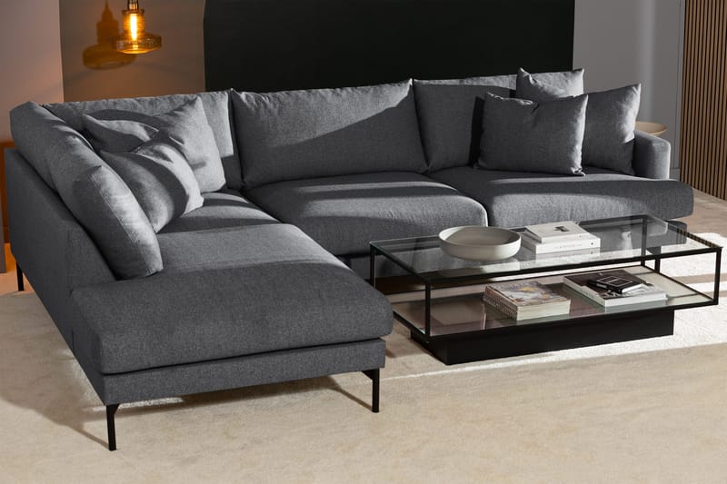 Menard 4-personers Venstrevendt Dyb L-formet Chaiselongsofa i Stof - Mørkegrå - Møbler - Sofaer - Sofa med chaiselong