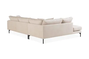 Menard 4-personers venstrevendt L-formet dyb chaiselongsofa i fløjl - Beige - Møbler - Sofaer - Sofa med chaiselong