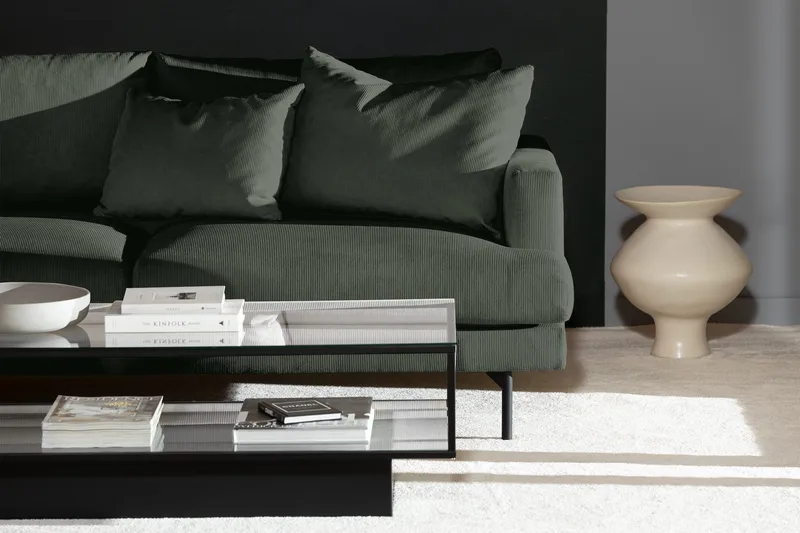 Menard 4-personers Venstrevendt Dyb L-formet Chaiselongsofa i Manchester - Grøn - Møbler - Sofaer - Sofa med chaiselong