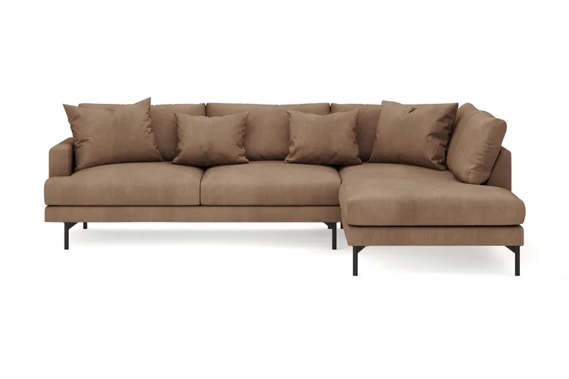 Menard 4-personers Højrevendt Dyb L-formet Chaiselongsofa i Manchester - Brun - Møbler - Sofaer - Sofa med chaiselong