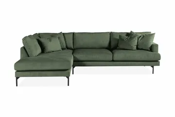Menard 4-personers Venstrevendt Dyb L-formet Chaiselongsofa i Manchester - Grøn - Møbler - Sofaer - Sofa med chaiselong