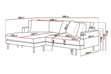 Menard 4-personers Venstrevendt L-formet Divansofa i Manchester - Mørkegrøn - Møbler - Sofaer - Sofa med chaiselong - 4 personers sofa med chaiselong