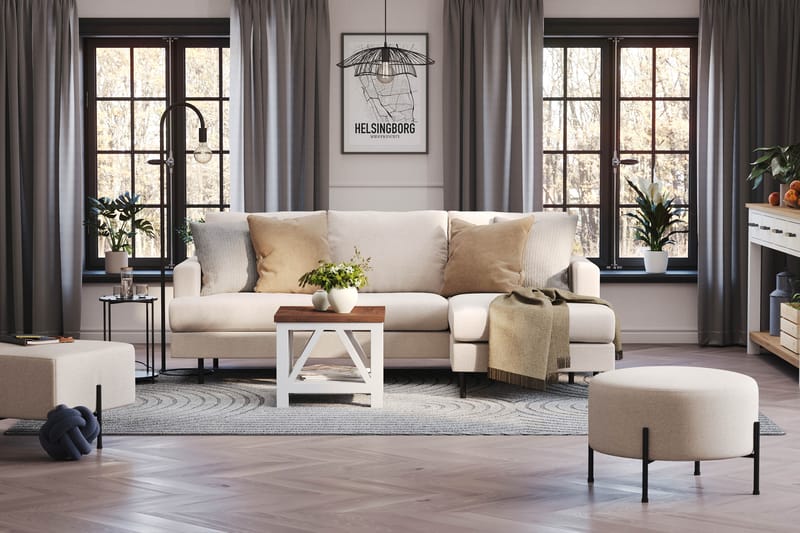 Menard Compact 3-personers Højrevendt L-formet Divansofa i Stof - Beige - Møbler - Sofaer - Sofa med chaiselong