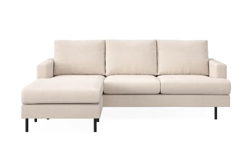 Menard Compact 3-personers Venstrevendt L-formet Divansofa i Stof, Beige