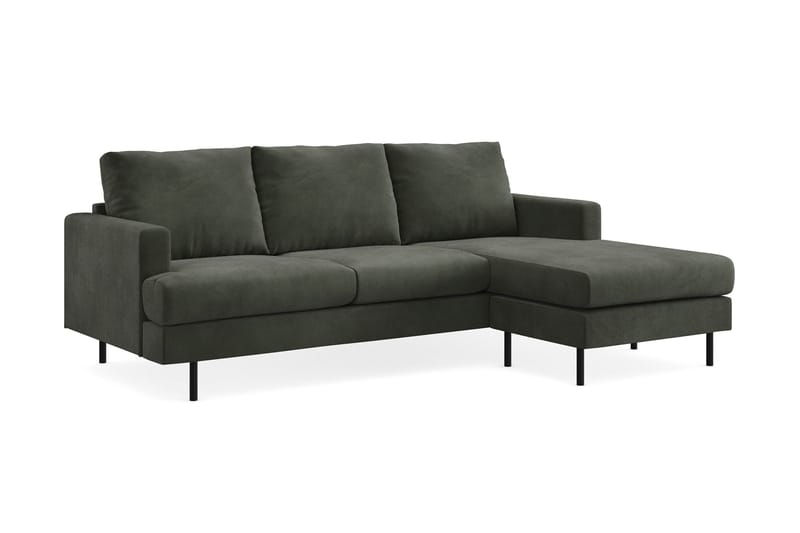 Menard Compact 3-personers Højrevendt L-formet Divansofa i Manchester - Mørkegrøn - Møbler - Sofaer - Sofa med chaiselong