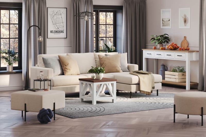 Menard Compact 3-personers Højrevendt L-formet Divansofa i Stof - Beige - Møbler - Sofaer - Sofa med chaiselong