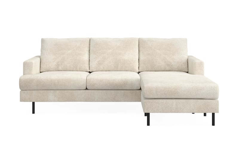 Menard Compact 3-personers Højrevendt L-formet Divansofa i Fløjl - Cremehvid - Møbler - Sofaer - Sofa med chaiselong