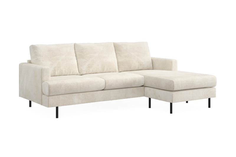 Menard Compact 3-personers Højrevendt L-formet Divansofa i Fløjl - Cremehvid - Møbler - Sofaer - Sofa med chaiselong
