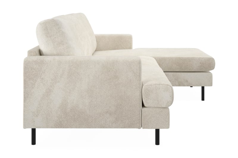Menard Compact 3-personers Højrevendt L-formet Divansofa i Fløjl - Cremehvid - Møbler - Sofaer - Sofa med chaiselong