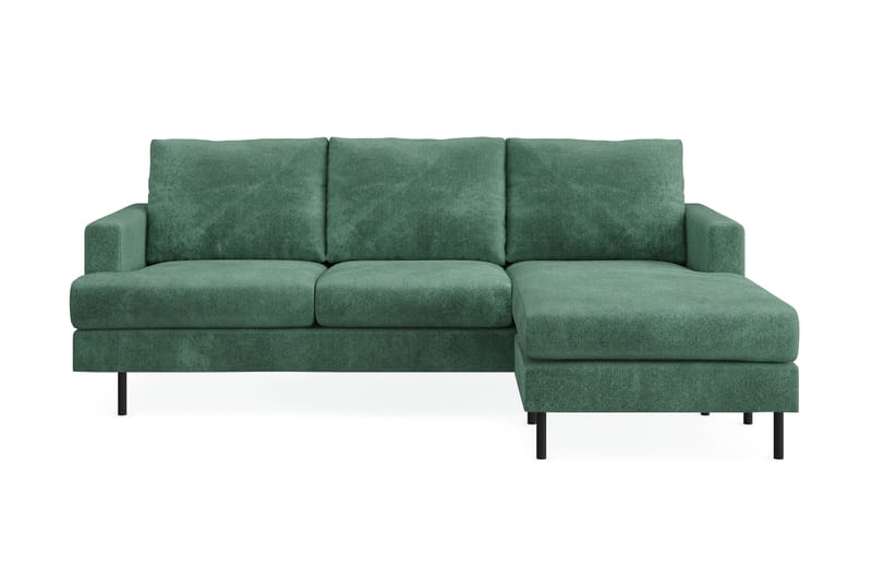 Menard Compact 3-personers Højrevendt L-formet Divansofa i Fløjl - Mørkegrøn - Møbler - Sofaer - Sofa med chaiselong
