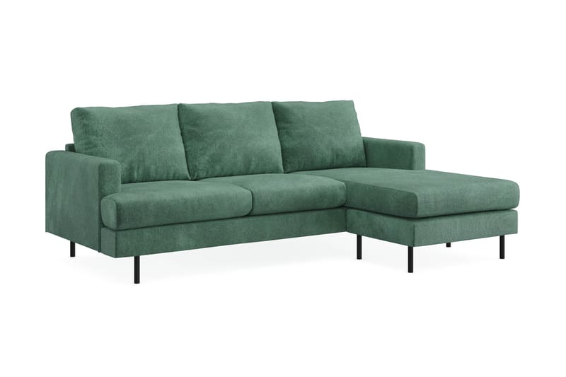 Menard Compact 3-personers Højrevendt L-formet Divansofa i Fløjl - Mørkegrøn - Møbler - Sofaer - Sofa med chaiselong