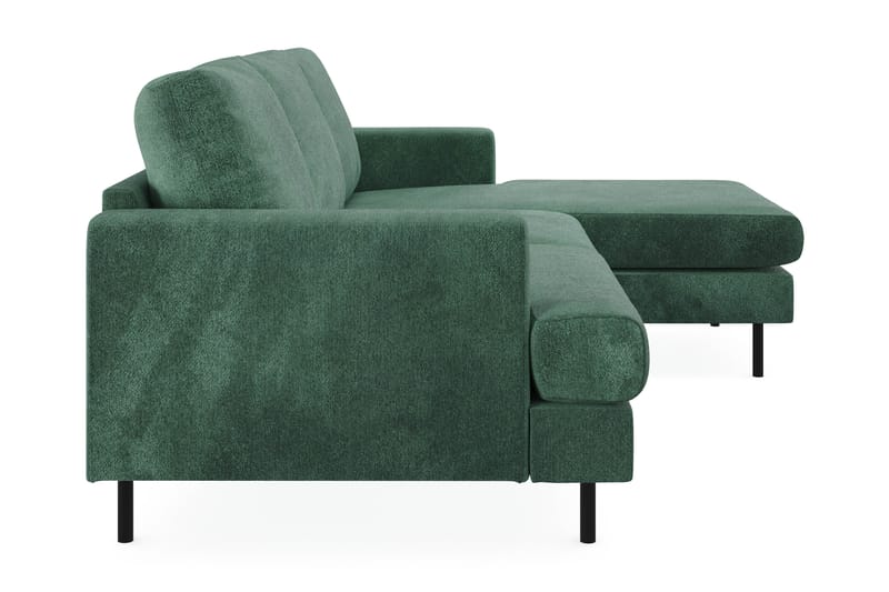 Menard Compact 3-personers Højrevendt L-formet Divansofa i Fløjl - Mørkegrøn - Møbler - Sofaer - Sofa med chaiselong