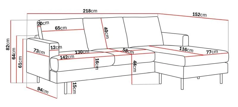 Menard Compact 3-personers Højrevendt L-formet Divansofa i Stof - Mørkegrå - Møbler - Sofaer - Sofa med chaiselong