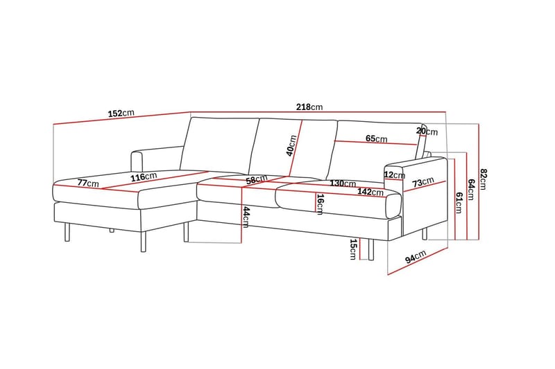 Menard Compact 3-personers Venstrevendt L-formet Divansofa i Stof - Mørkegrå - Møbler - Sofaer - Sofa med chaiselong