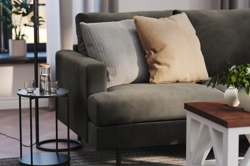 Menard Compact 3-personers Højrevendt L-formet Divansofa i Manchester - Mørkegrå - Møbler - Sofaer - Sofa med chaiselong
