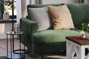 Menard Compact 3-personers Højrevendt L-formet Divansofa i Manchester - Grøn - Møbler - Sofaer - Sofa med chaiselong