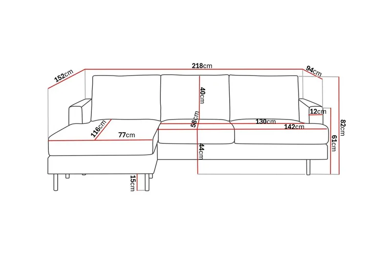 Menard Compact 3-personers Venstrevendt L-formet Divansofa i Manchester - Beige - Møbler - Sofaer - Sofa med chaiselong