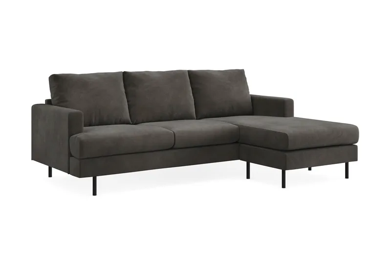 Menard Compact 3-personers Højrevendt L-formet Divansofa i Manchester - Mørkegrå - Møbler - Sofaer - Sofa med chaiselong