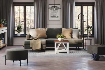 Menard Compact 3-personers Venstrevendt L-formet Divansofa i Manchester - Mørkegrå - Møbler - Sofaer - Sofa med chaiselong