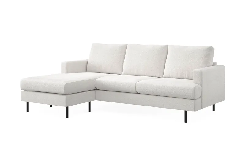 Menard Compact 3-personers Venstrevendt L-formet Divansofa i Bouclé - Hvid - Møbler - Sofaer - Sofa med chaiselong