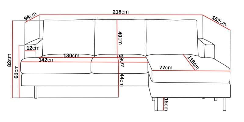 Menard Compact 3-personers Højrevendt L-formet Divansofa i Manchester - Mørkegrøn - Møbler - Sofaer - Sofa med chaiselong