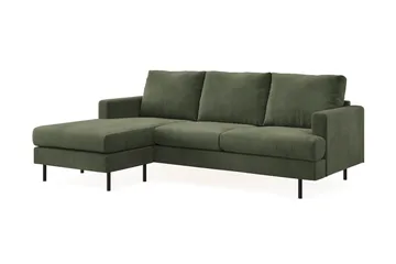 Menard Compact 3-personers Venstrevendt L-formet Divansofa i Manchester - Grøn - Møbler - Sofaer - Sofa med chaiselong