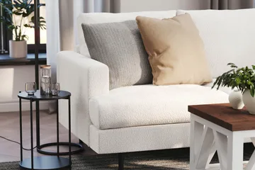 Menard Compact 3-personers Højrevendt L-formet Divansofa i Bouclé - Hvid - Møbler - Sofaer - Sofa med chaiselong
