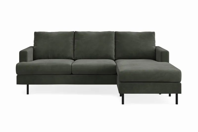 Menard Compact 3-personers Højrevendt L-formet Divansofa i Manchester - Mørkegrøn - Møbler - Sofaer - Sofa med chaiselong