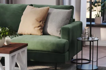 Menard Compact 3-personers Venstrevendt L-formet Divansofa i Manchester - Grøn - Møbler - Sofaer - Sofa med chaiselong