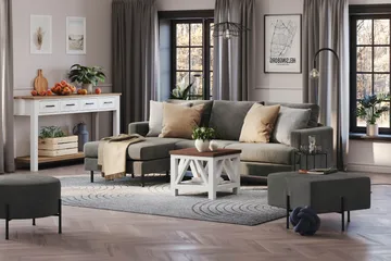 Menard Compact 3-personers Venstrevendt L-formet Divansofa i Manchester - Grå - Møbler - Sofaer - Sofa med chaiselong