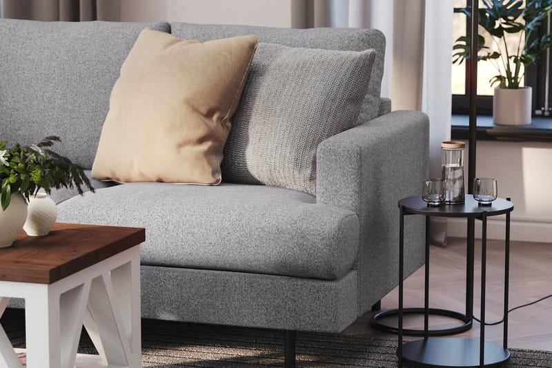 Menard Compact 3-personers Venstrevendt L-formet Divansofa i Stof - Grå - Møbler - Sofaer - Sofa med chaiselong