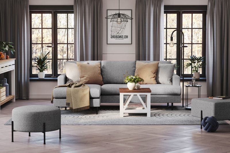 Menard Compact 3-personers Venstrevendt L-formet Divansofa i Stof - Grå - Møbler - Sofaer - Sofa med chaiselong