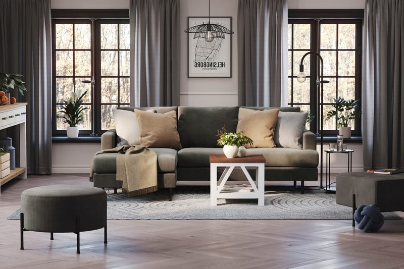 Menard Compact 3-personers Venstrevendt L-formet Divansofa i Manchester - Mørkegrå - Møbler - Sofaer - Sofa med chaiselong